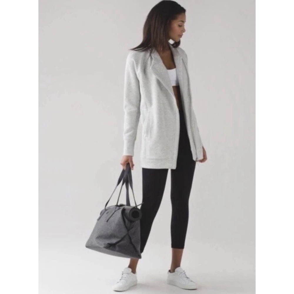 Lululemon Back To It Wrap Fleece Jacket Sweater Athleisure Neutral Gray Comfy